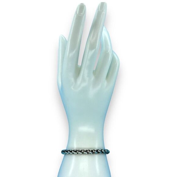 Premier Designs Silver Bracelet 8” Twisted Chain Link Toggle Clasp - Picture 1 of 7